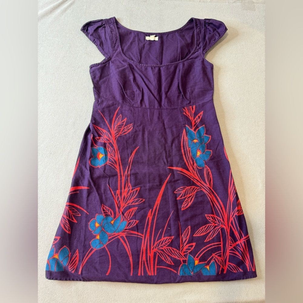 Silence and Noise Dress Cotton Floral Print Cap Sleeves Boho Size 8